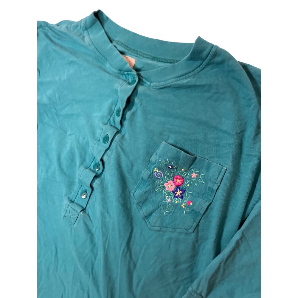 Vintage Adonna Embroidered Floral‎ Pocket T-Shirt Women’s Medium – Baggy Fit Tee - Picture 2 of 5